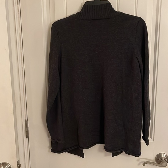 Talbots Pure Italian Merino Wool Gray Shawl Collar Open-Front Cardigan women’s M - Picture 8 of 12